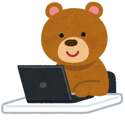 コンピューターを使う熊のキャラクター