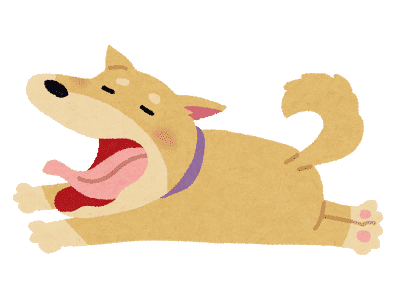 あくびをしている犬のイラスト