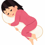 抱き枕を抱いて寝る人のイラスト